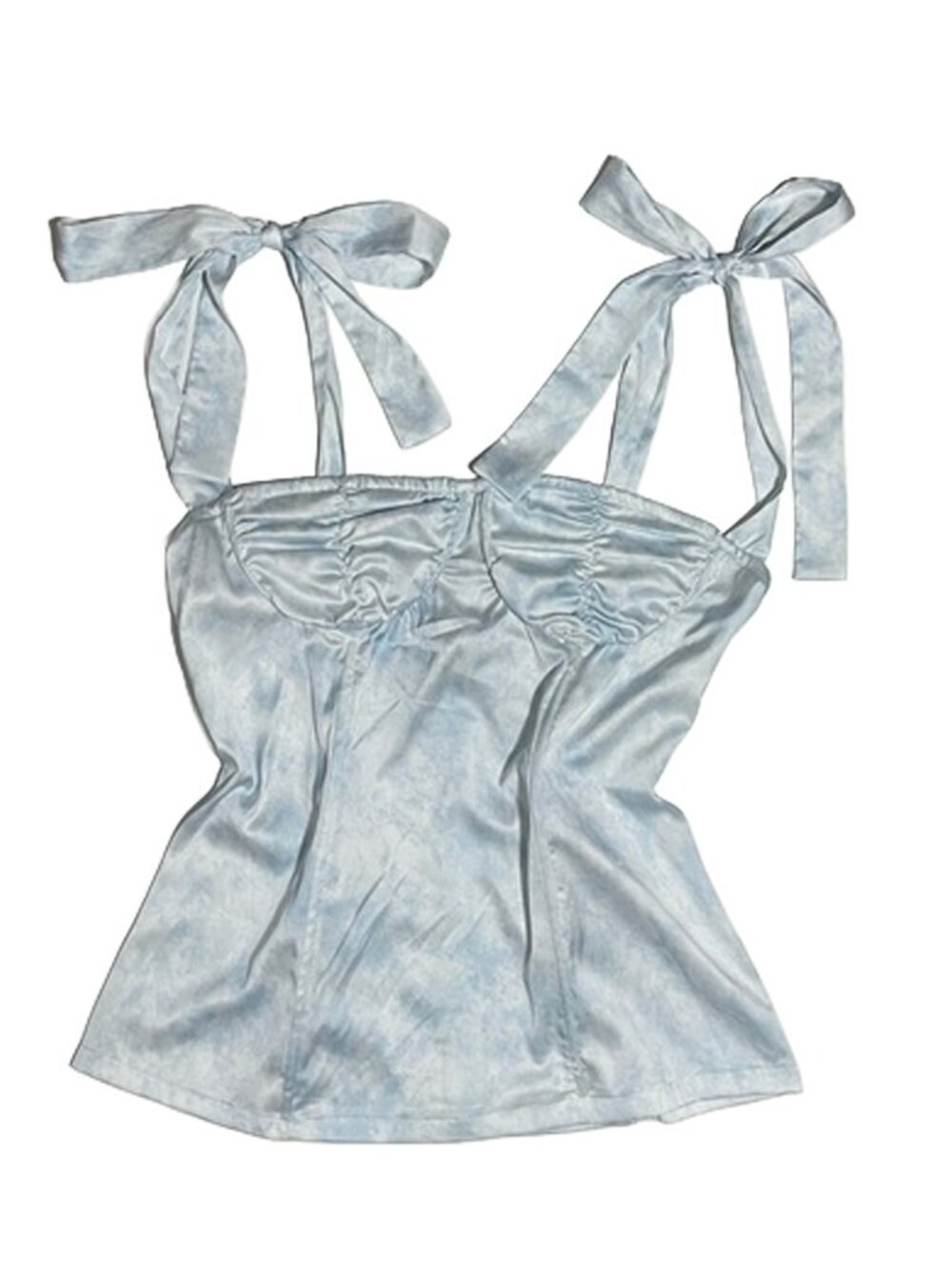 NWT Lioness Light Blue Satin Tie-Strap Bustier Top